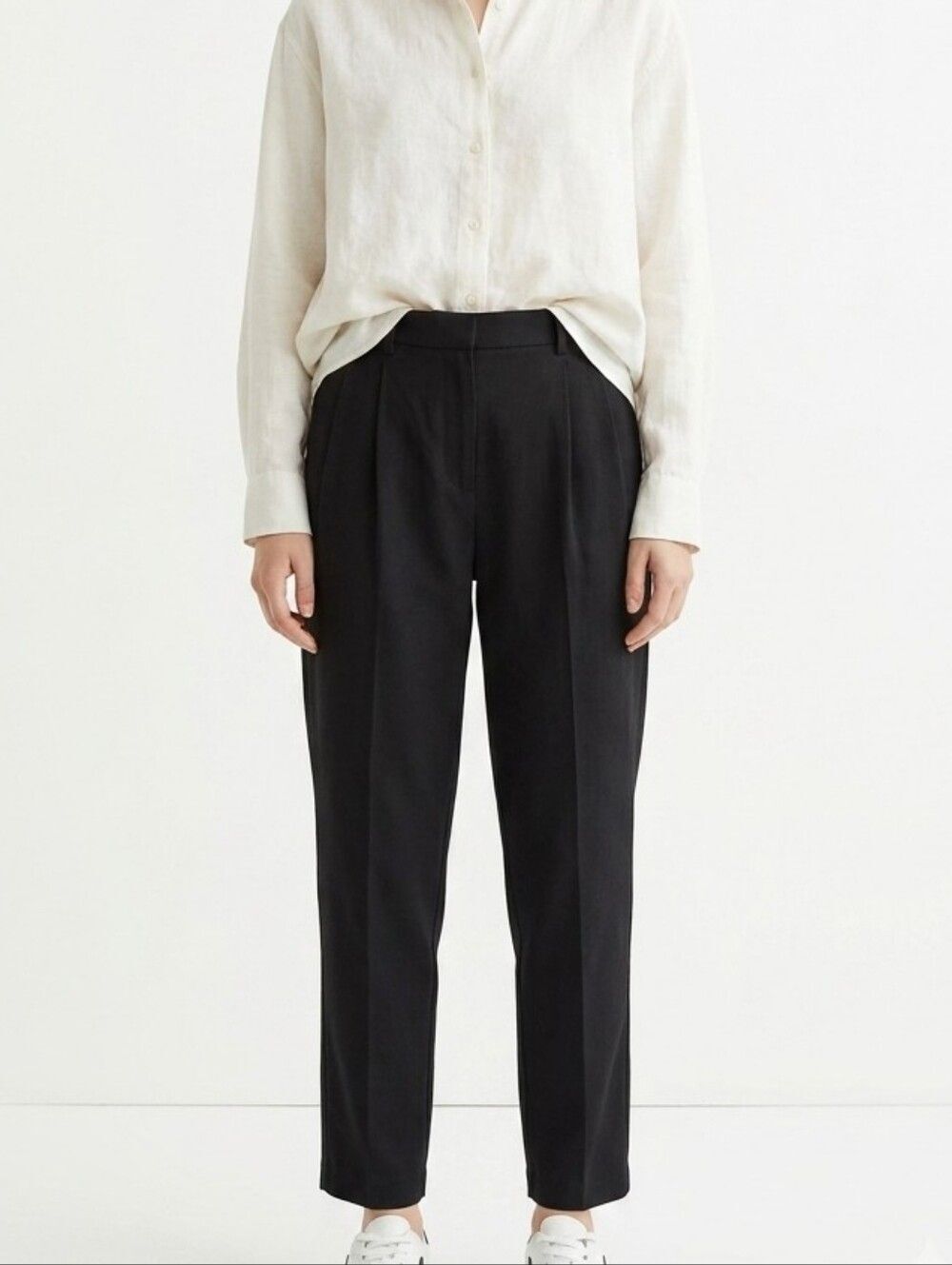 Sotela Black 100% Organic Cotton Pleated Tailored Trousers Pants Women Size 2
